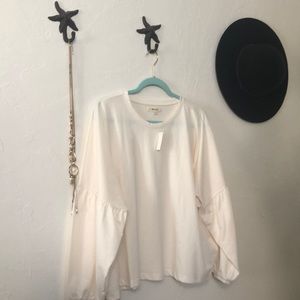 Madewell Crepe Drop-Shoulder Bubble-Sleeve Tee